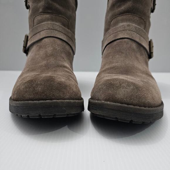 Comfortiva Barron Moto Boot Womens 10 Taupe Suede Leather Weatherproof Biker - Picture 6 of 16